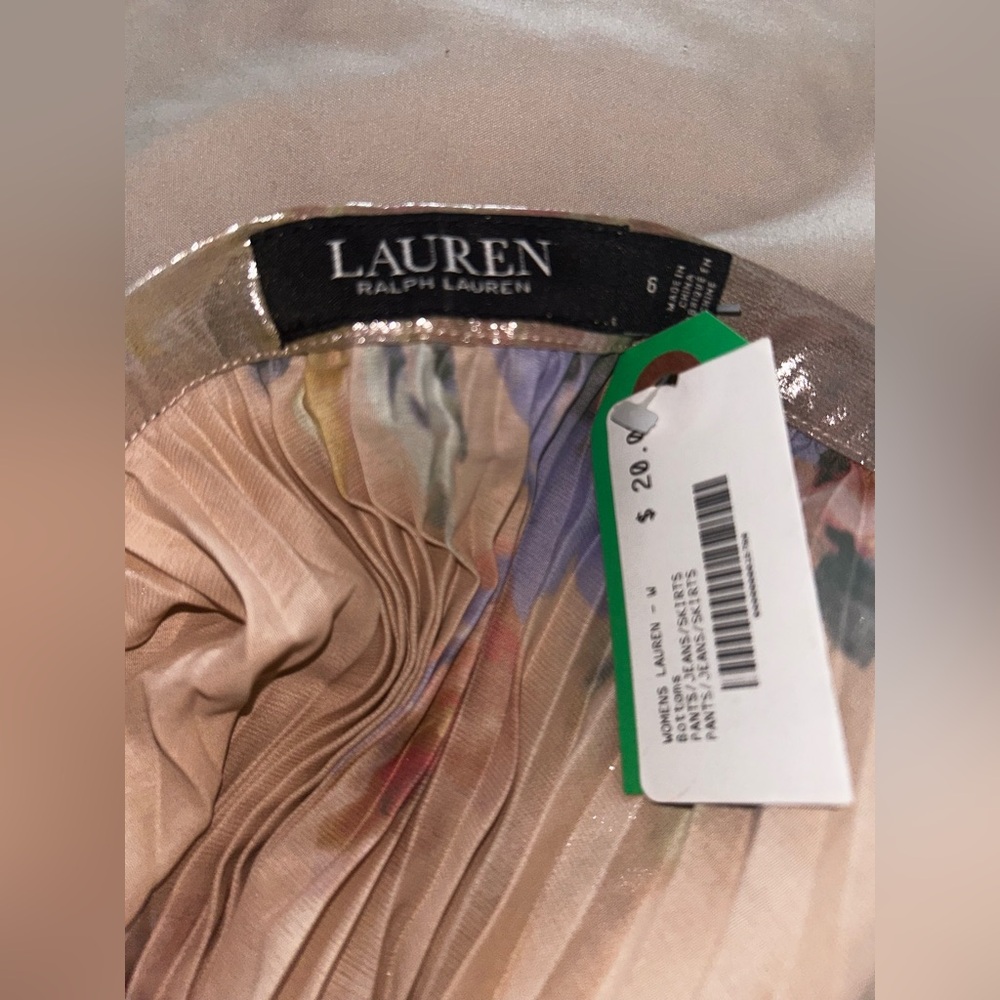 Ralph Lauren Floral-Print Metallic Pleated Skirt - Picture 2 of 2